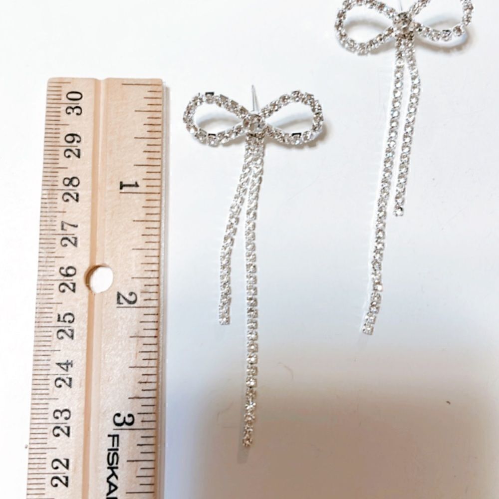 Diamond bow earrings #147 - Picture 4 of 5
